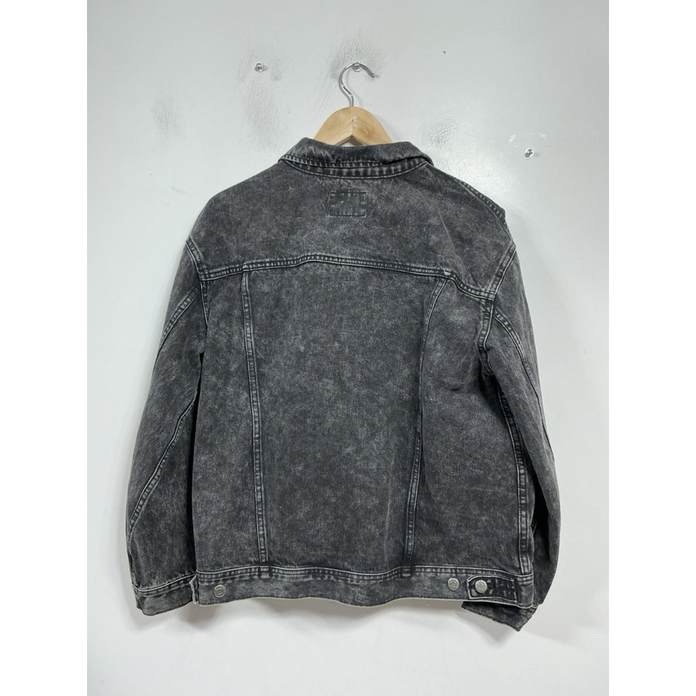 Womans Excellent Cond. Old Navy Boyfriend ButtonUp Jean Jacket Large Faded Black - Picture 2 of 6